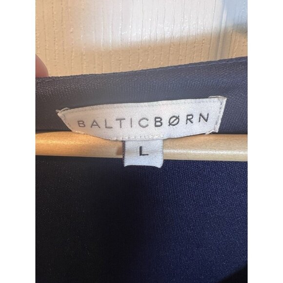 Baltic Born Paisley Swiss Dot Navy Blue Size Large V-Neck Midi Dress - Picture 7 of 9